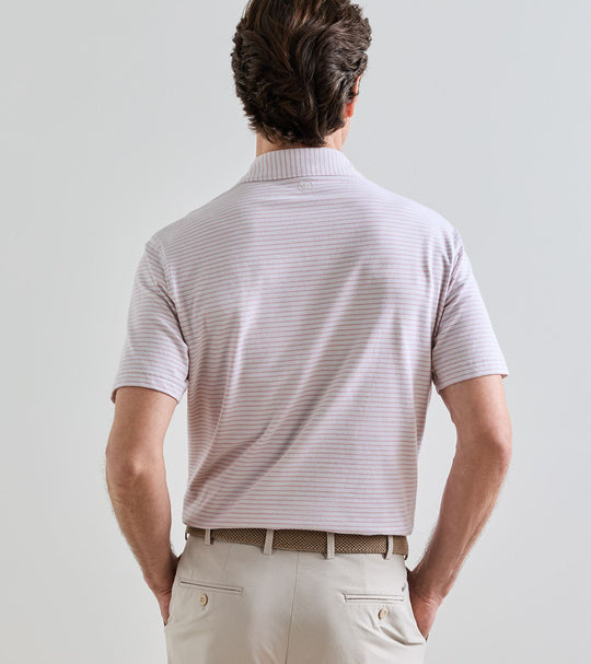 Albatross Stripe Cotton-Blend Piqué Polo In Grey Mist