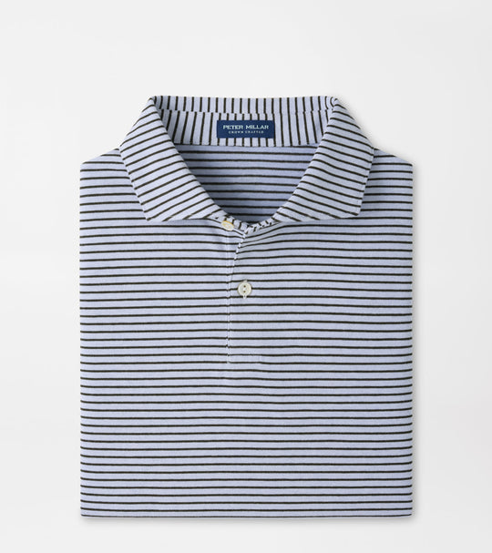 Albatross Stripe Cotton-Blend Piqué Polo In Windy Blue/Dark Olive