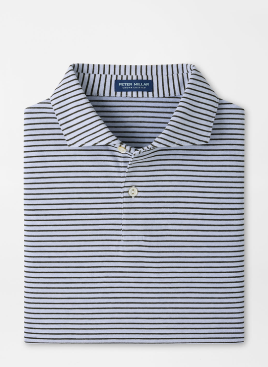 Albatross Stripe Cotton-Blend Piqué Polo In Windy Blue/Dark Olive
