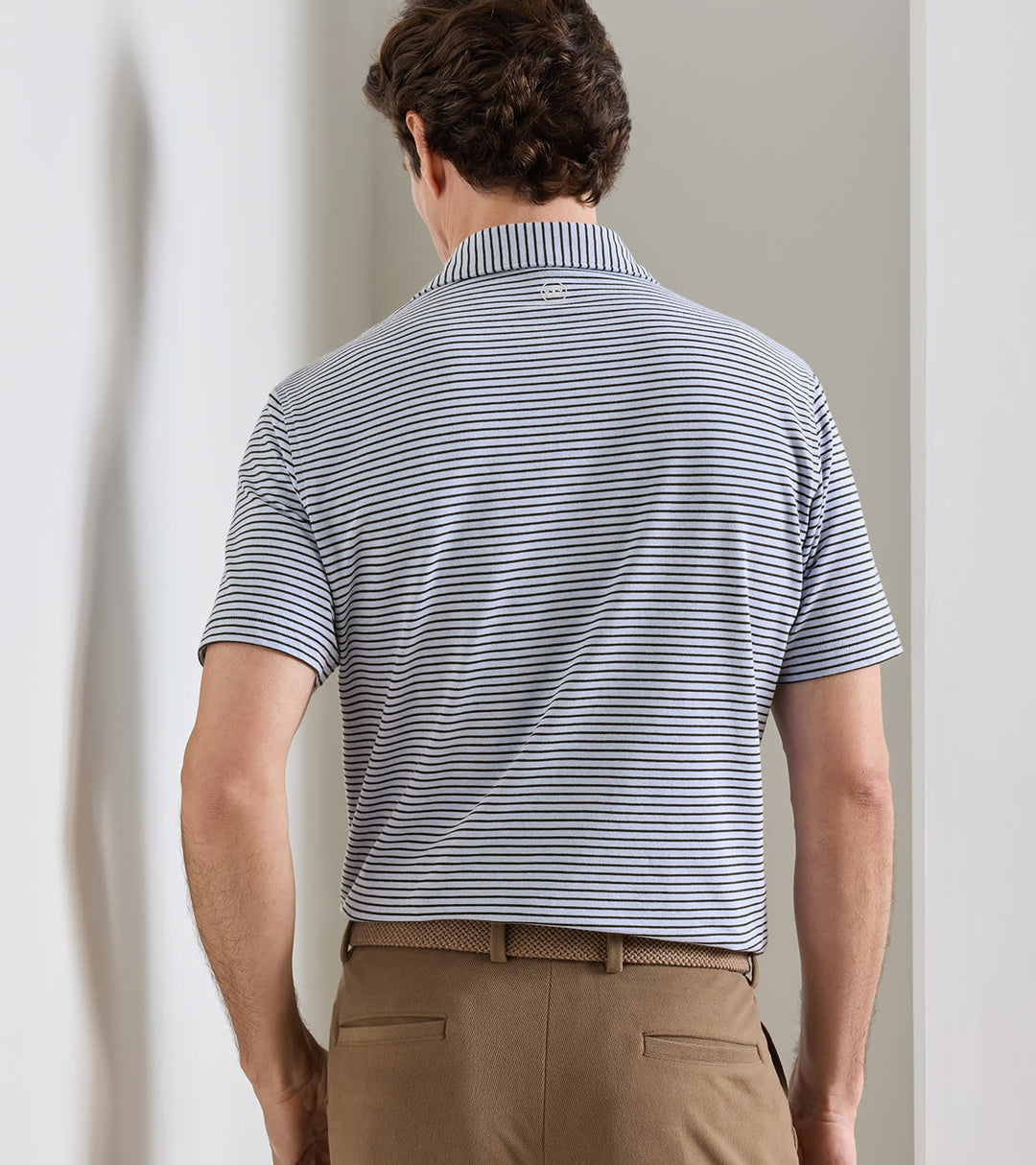 Albatross Stripe Cotton-Blend Piqué Polo In Windy Blue/Dark Olive