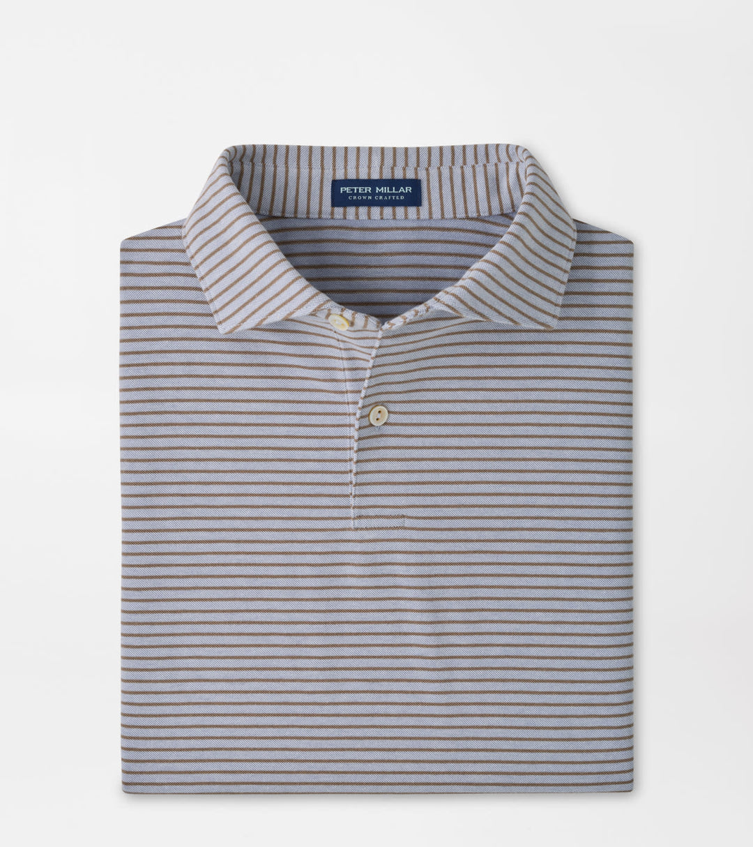 Albatross Stripe Cotton-Blend Piqué Polo In Windy Blue/Light Mocha