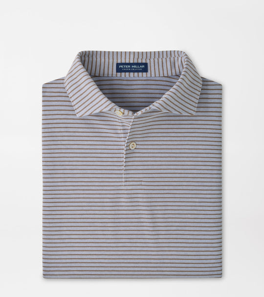 Albatross Stripe Cotton-Blend Piqué Polo In Windy Blue/Light Mocha