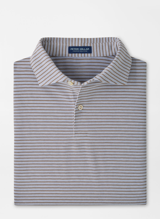 Albatross Stripe Cotton-Blend Piqué Polo In Windy Blue/Light Mocha