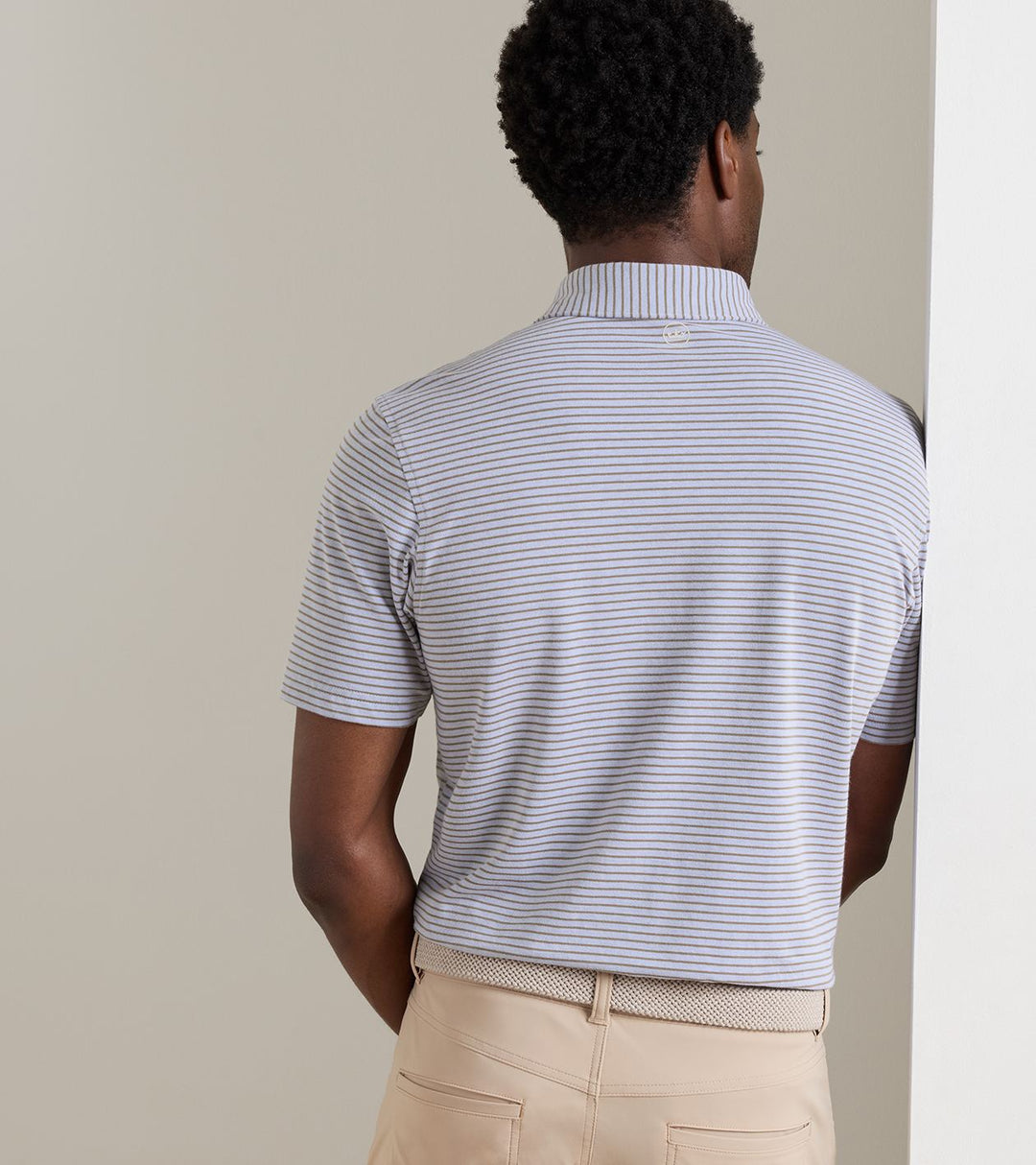 Albatross Stripe Cotton-Blend Piqué Polo In Windy Blue/Light Mocha
