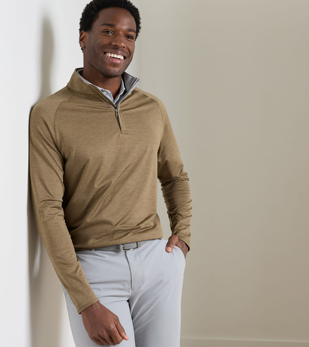 Stealth Performance Quarter-Zip In Light Mocha