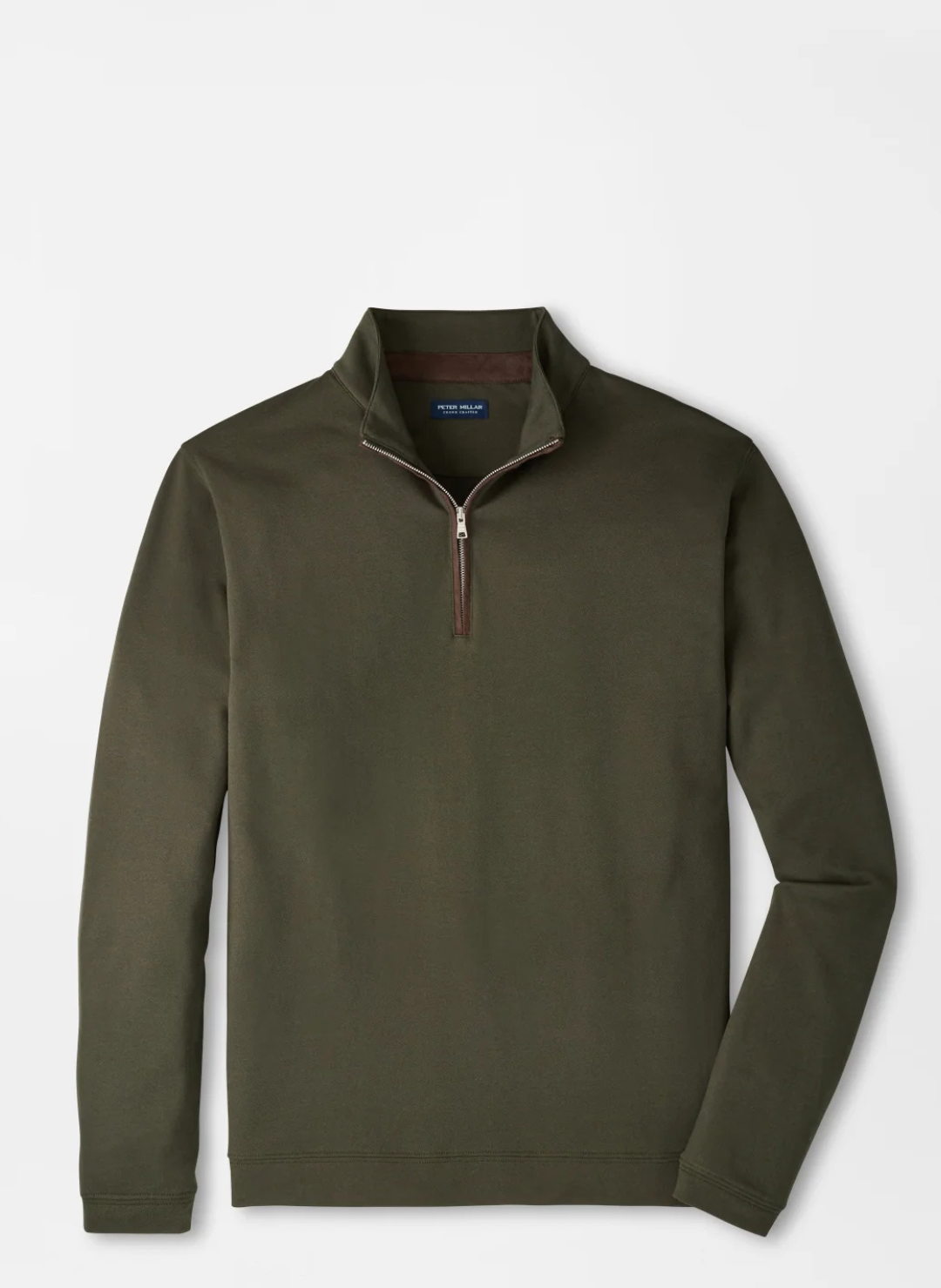Albatross Cotton-Blend Piqué Quarter-Zip In Dark Olive