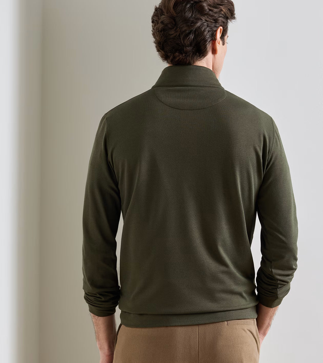 Albatross Cotton-Blend Piqué Quarter-Zip In Dark Olive