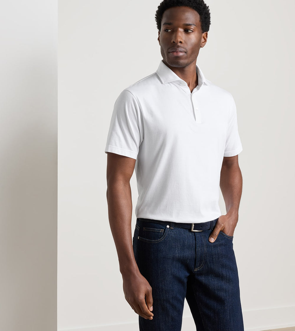 Excursionist Flex Short-Sleeve Polo In White