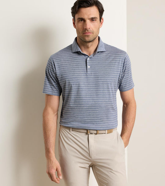 Excursionist Flex Striped Short-Sleeve Polo In Navy