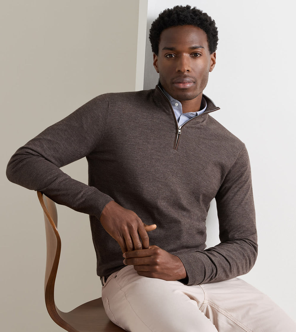 Excursionist Flex Quarter-Zip Sweater In Ash Brown