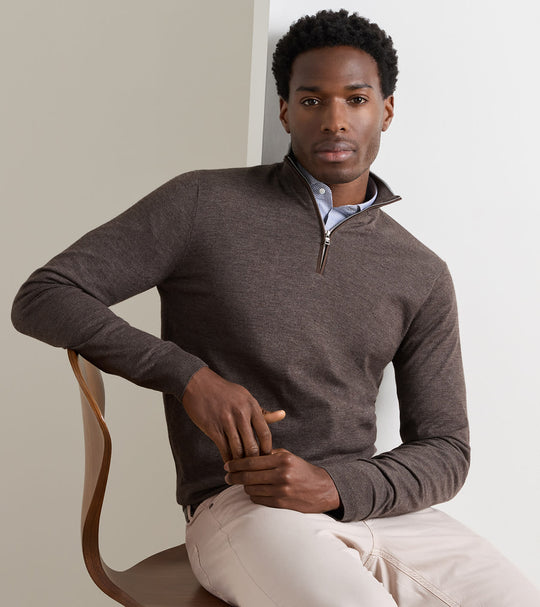Excursionist Flex Quarter-Zip Sweater In Ash Brown