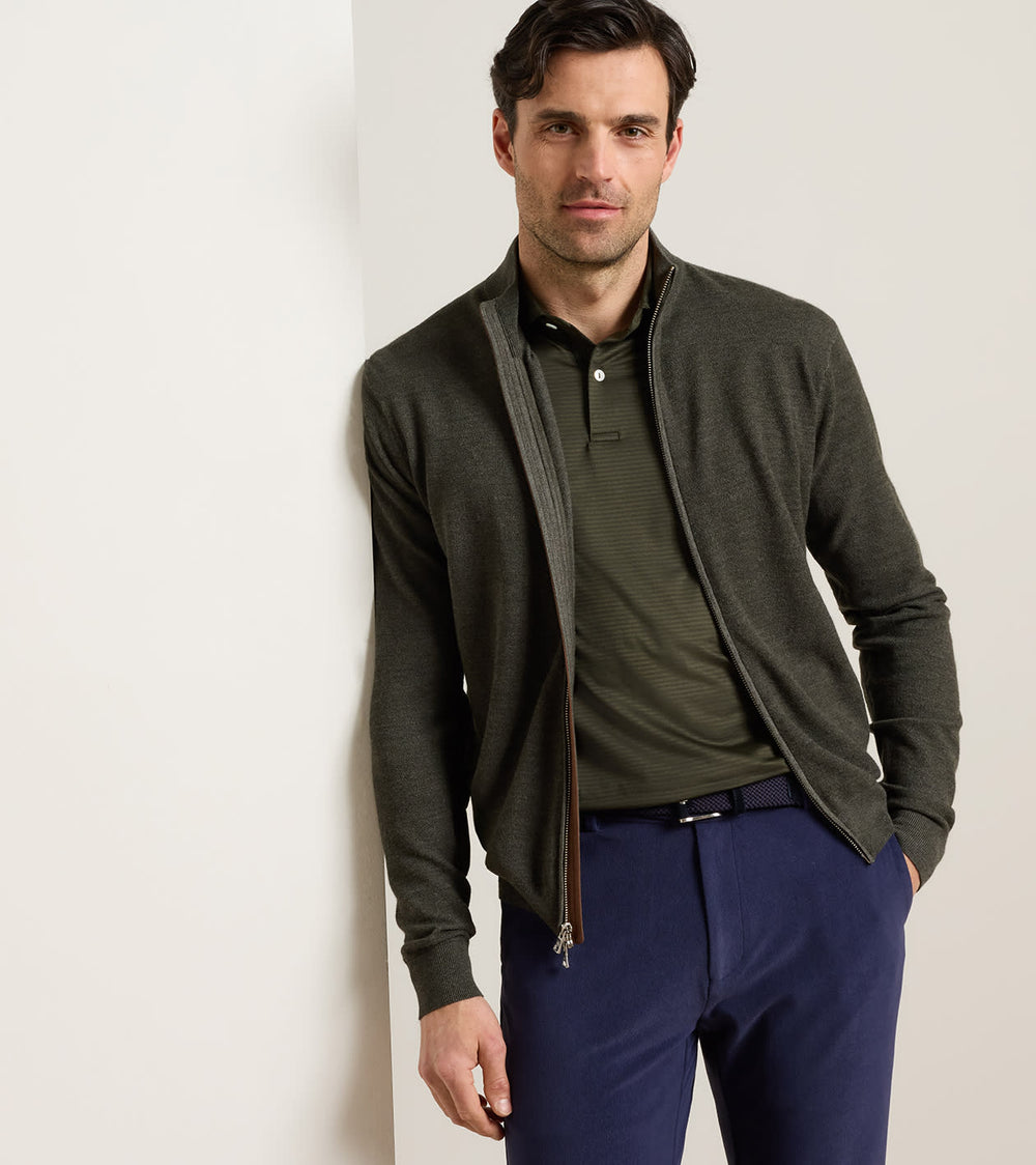 Excursionist Flex Full Zip Sweater In Dark Olive