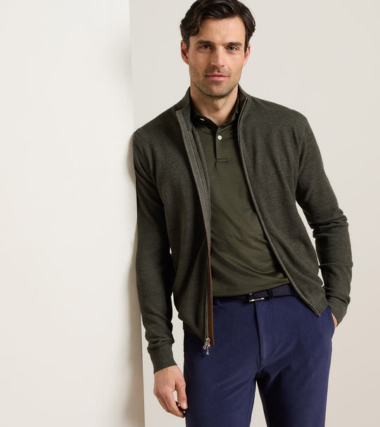 Excursionist Flex Full Zip Sweater In Dark Olive
