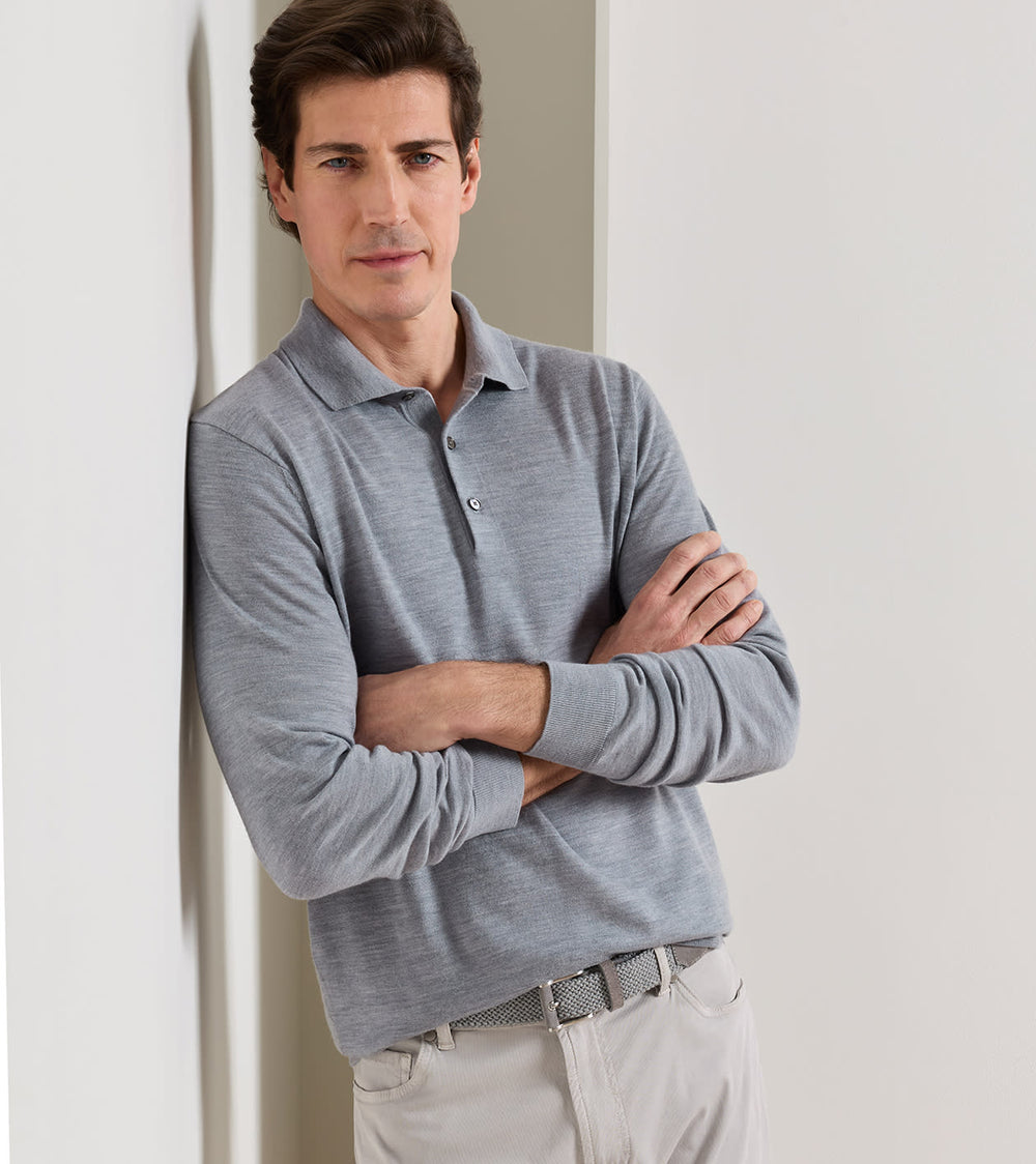 Dorset Sweater Polo In Grey Heather