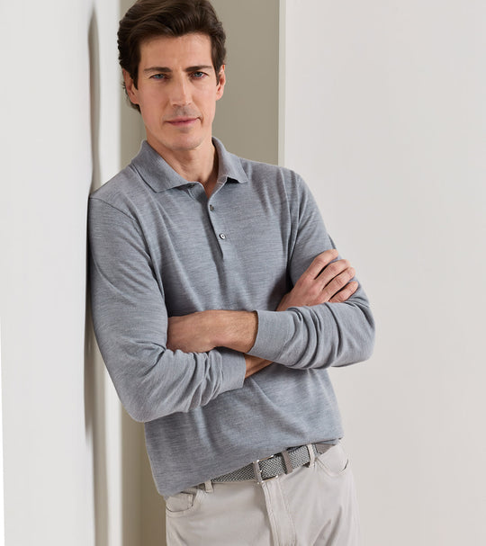 Dorset Sweater Polo In Grey Heather