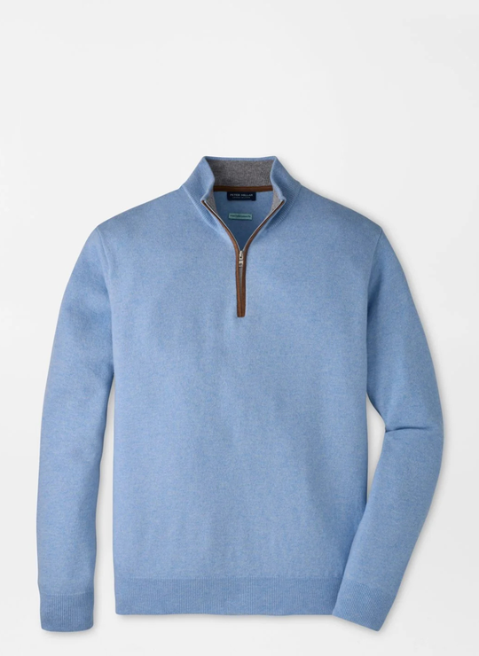 Artisan Crafted Cashmere Flex Quarter-Zip In Blue Frost