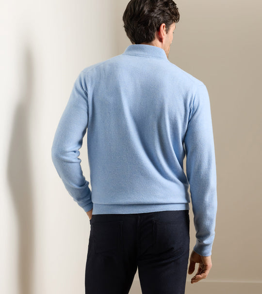 Artisan Crafted Cashmere Flex Quarter-Zip In Blue Frost