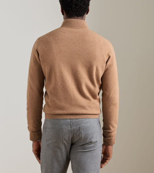 Artisan Crafted Cashmere Flex Quarter-Zip In Rustic Brown