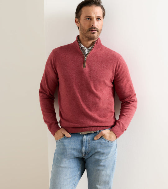 Artisan Crafted Cashmere Flex Quarter-Zip Red Vail
