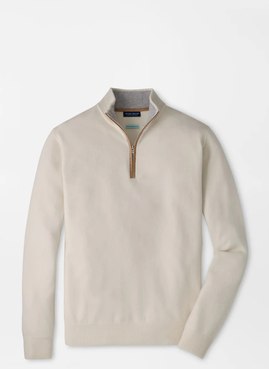 Artisan Crafted Cashmere Flex Quarter-Zip In Winter Ivory