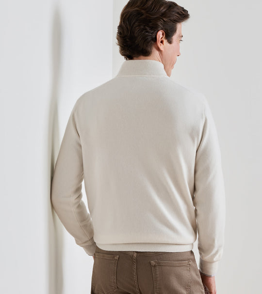 Artisan Crafted Cashmere Flex Quarter-Zip In Winter Ivory
