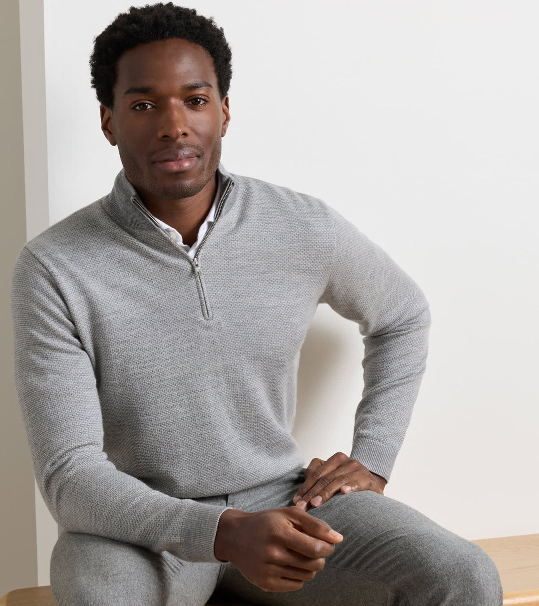 Ashland Quarter-Zip Sweater In Gale Grey