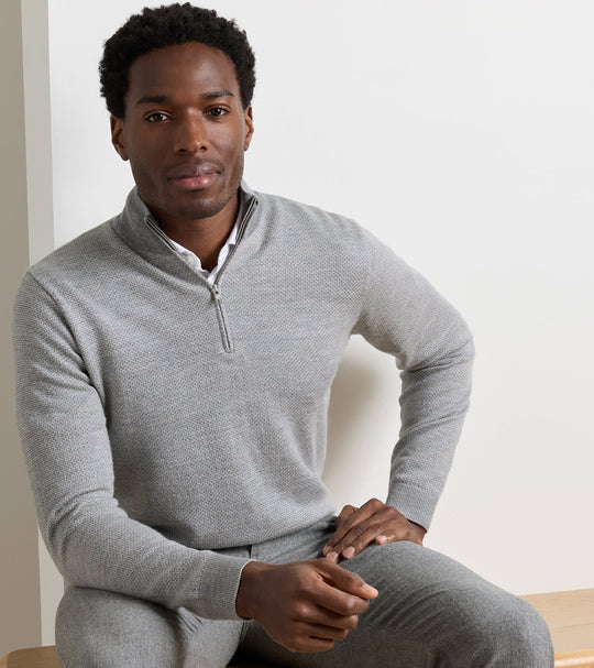 Ashland Quarter-Zip Sweater In Gale Grey