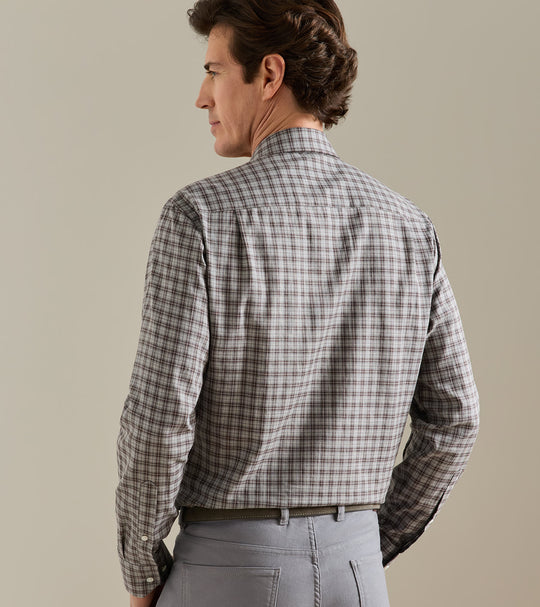 Bernard Cotton Sport Shirt In Grey Mist