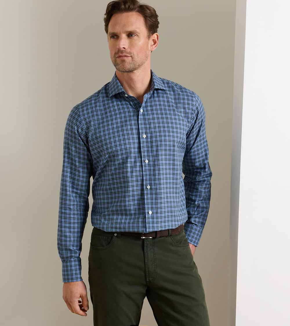 Bernard Cotton Sport Shirt In Windy Blue