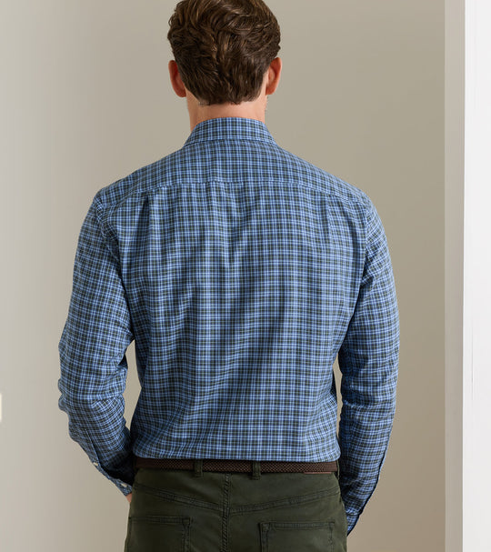 Bernard Cotton Sport Shirt In Windy Blue