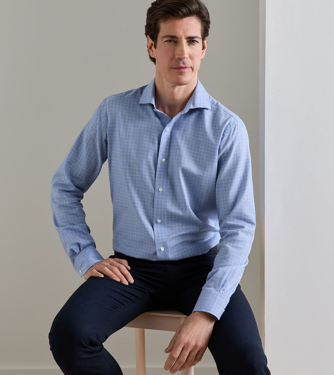 Felix Cotton Sport Shirt In Windy Blue