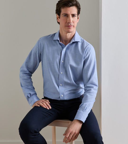Felix Cotton Sport Shirt In Windy Blue