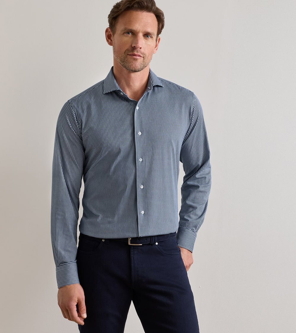 Excursionist Flex Gingham Sport Shirt In Cadet