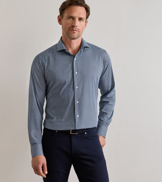 Excursionist Flex Gingham Sport Shirt In Cadet