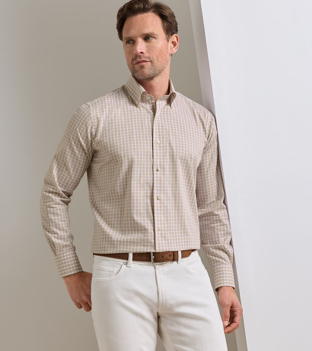 Chester Cotton Sport Shirt In Nutmeg