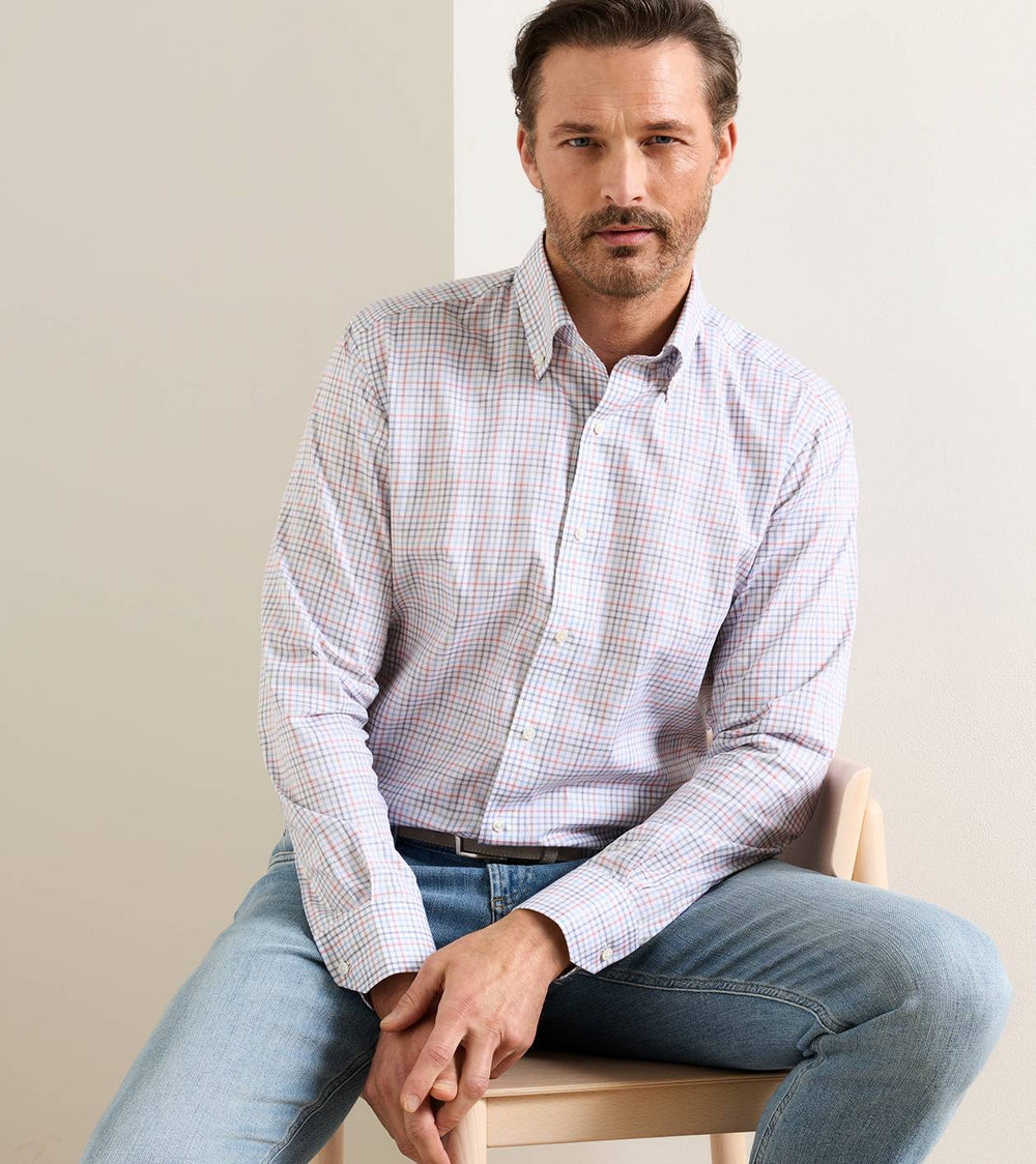 Otis Cotton Sport Shirt In Cadet