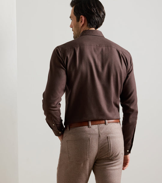 Brixen Italian Flannel Sport Shirt In Ash Brown