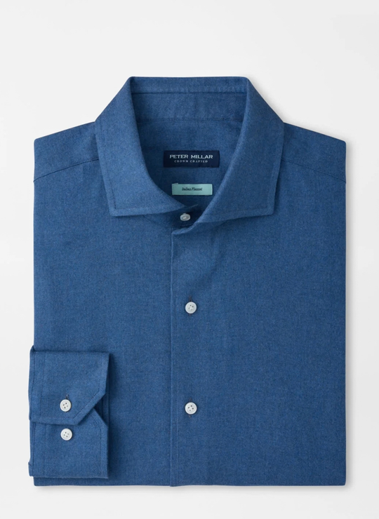 Brixen Italian Flannel Sport Shirt In Cadet