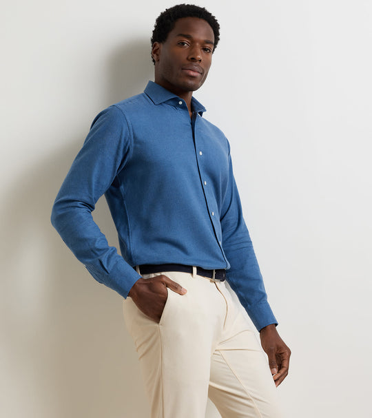 Brixen Italian Flannel Sport Shirt In Cadet