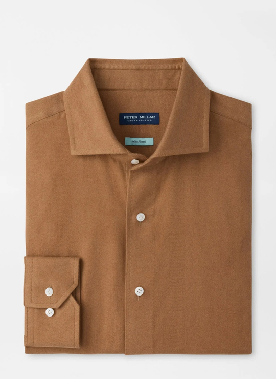 Brixen Italian Flannel Sport Shirt In Light Mocha