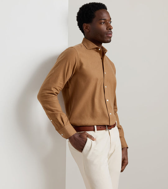 Brixen Italian Flannel Sport Shirt In Light Mocha