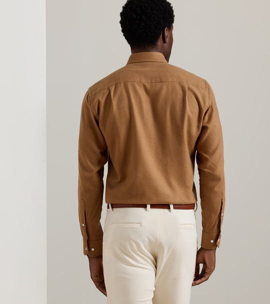 Brixen Italian Flannel Sport Shirt In Light Mocha