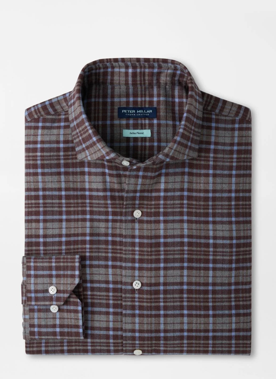 Cuneo Italian Flannel Sport Shirt In Argento