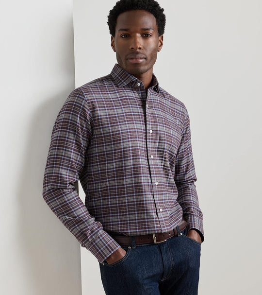 Cuneo Italian Flannel Sport Shirt In Argento