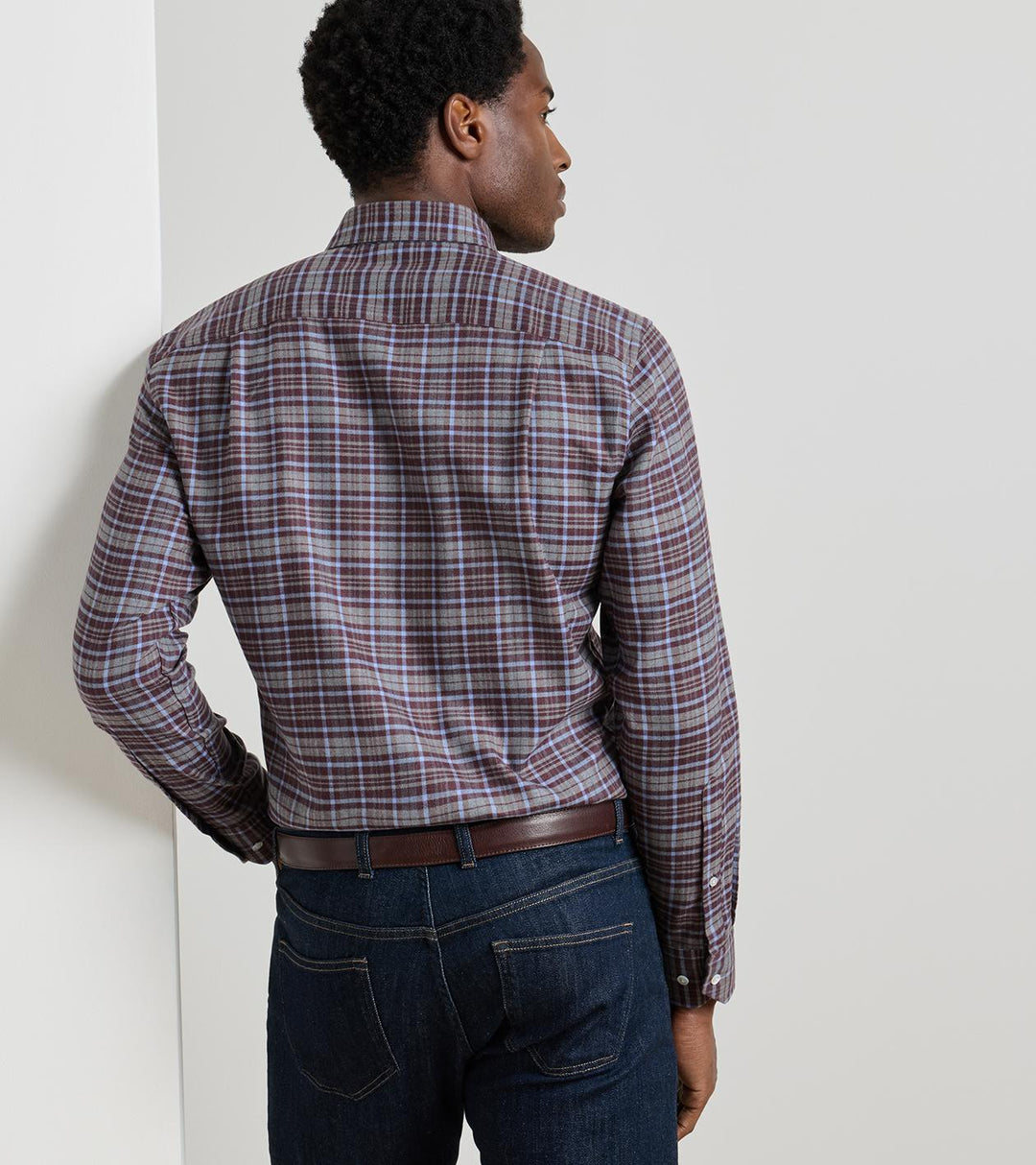 Cuneo Italian Flannel Sport Shirt In Argento