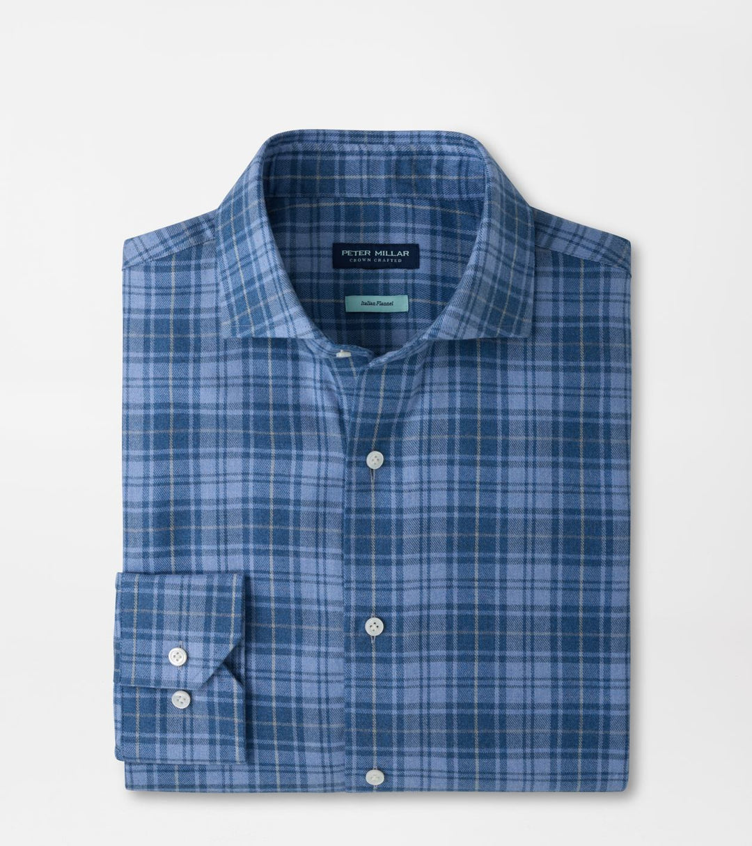 Gressan Italian Flannel Sport Shirt In Windy Blue