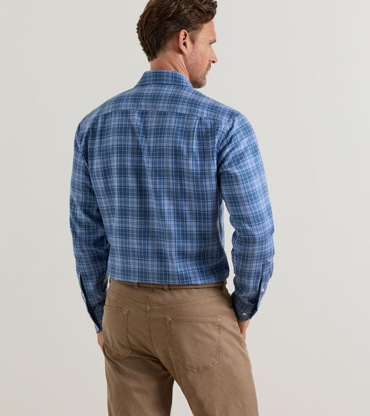 Gressan Italian Flannel Sport Shirt In Windy Blue