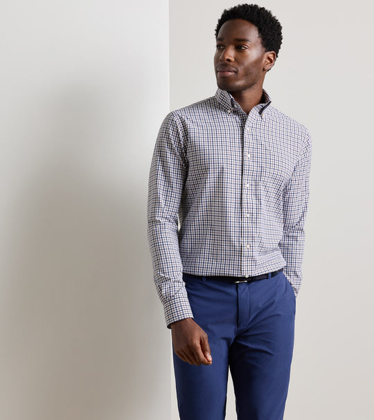 Clarence Performance Poplin Sport Shirt In Navy