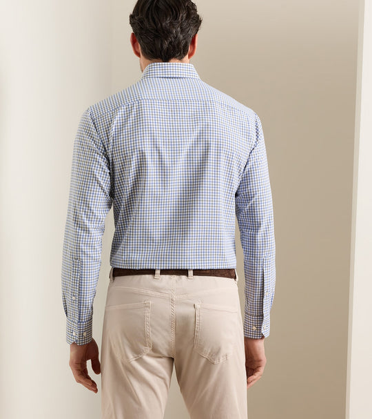 Clarence Performance Poplin Sport Shirt In Windy Blue