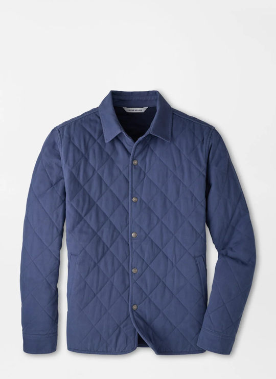 Chatham Cotton Cashmere Shirt Jacket In Crown Blue